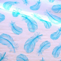 Tela Doble Gasa de algodón Plumas Azul Turquesa | Telas Lobo