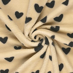 Tela de Piel Sherpa Corazones Fondo Beige | Telas Lobo