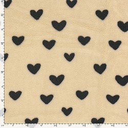 Tela de Piel Sherpa Corazones Fondo Beige | Telas Lobo