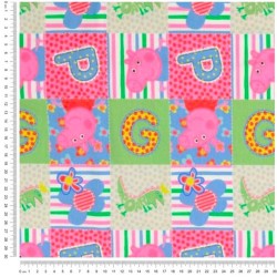 Tela Jersey algodón de Peppa Pig en Patchwork | Telas Lobo