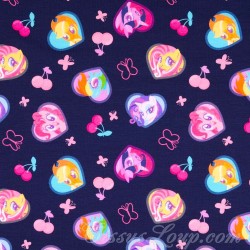 Tela Jersey algodón de  My Little Pony Fondo azul marino Mi pequeño pony  | Telas Lobo