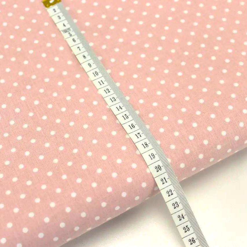 Tela Lunares Blancos 4mm Fondo Rosa Polvo — 2