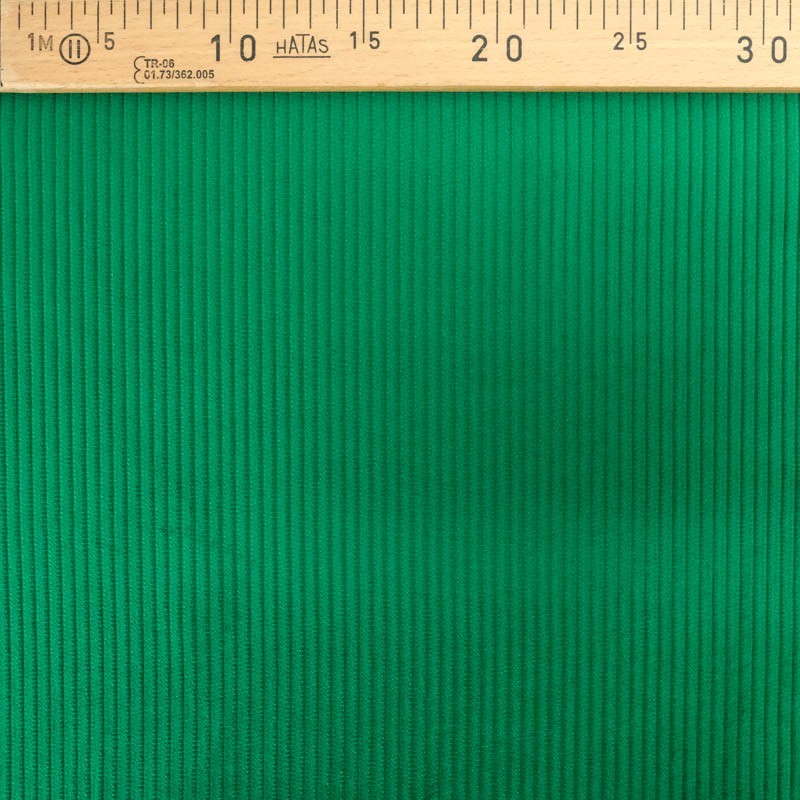 Tela terciopelo acanalado verde albahaca canal ancho 5 mm — 2