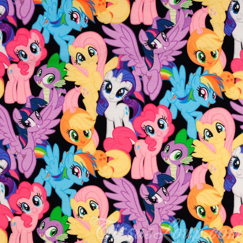 Tela Jersey My Little Pony Fondo Negro Mi Pequeño Pony — 1