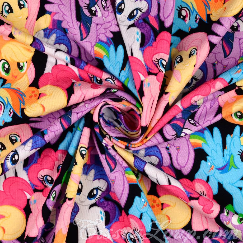 Tela Jersey My Little Pony Fondo Negro Mi Pequeño Pony — 3